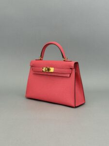 Hermes Mini Kelly 20 Sellier Chevre Rose Lipstick Gold Hardware X Stamp