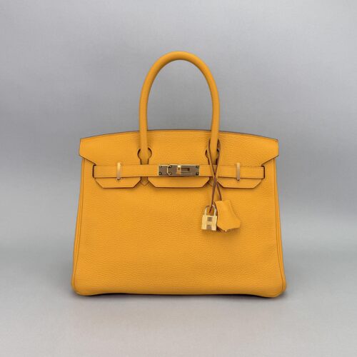 Hermes Birkin 30 Retourne Togo Jaune Ambre Gold Hardware Preowned D Stamp