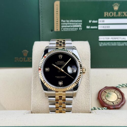 Rolex Datejust 36 Black Onyx Diamond Fluted Jubilee Preowned 2012 116233