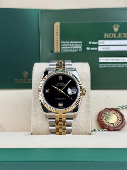 Rolex Datejust 36 Black Onyx Diamond Fluted Jubilee Preowned 2012 116233