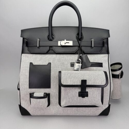 Hermes Hac 40 Cargo Toile Panda Black Palladium Hardware K Stamp 2025