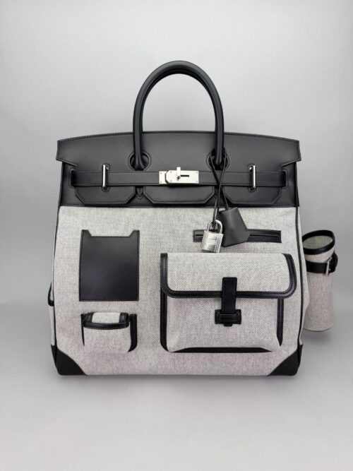 Hermes Hac 40 Cargo Toile Panda Black Palladium Hardware K Stamp 2025