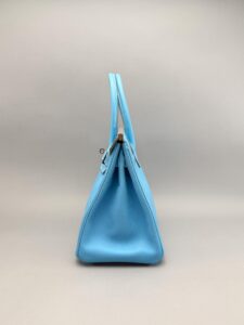 Hermes Birkin 30 Epsom Blue Celeste/Hydra Palladium Hardware Preowned Square O