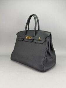 Hermes Birkin 35 Retourne Togo Black/Noir Gold Hardware Preowned Square H