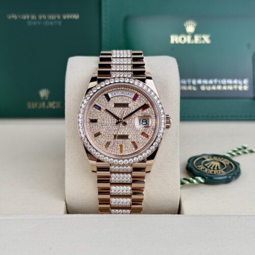 Rolex Day-Date 36 Paved Diamond Rainbow President 2025 Unworn 128345RBR