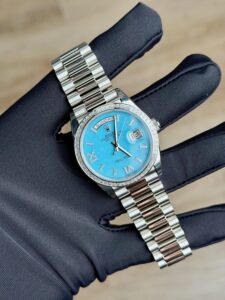 Rolex Day-date 36 Blue Turquoise VIIX Diamond President Preowned 2025 128396TBR