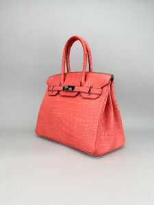 Hermes Birkin 30 Matte Alligator Bougainvillier Palladium Hardware Preowned C