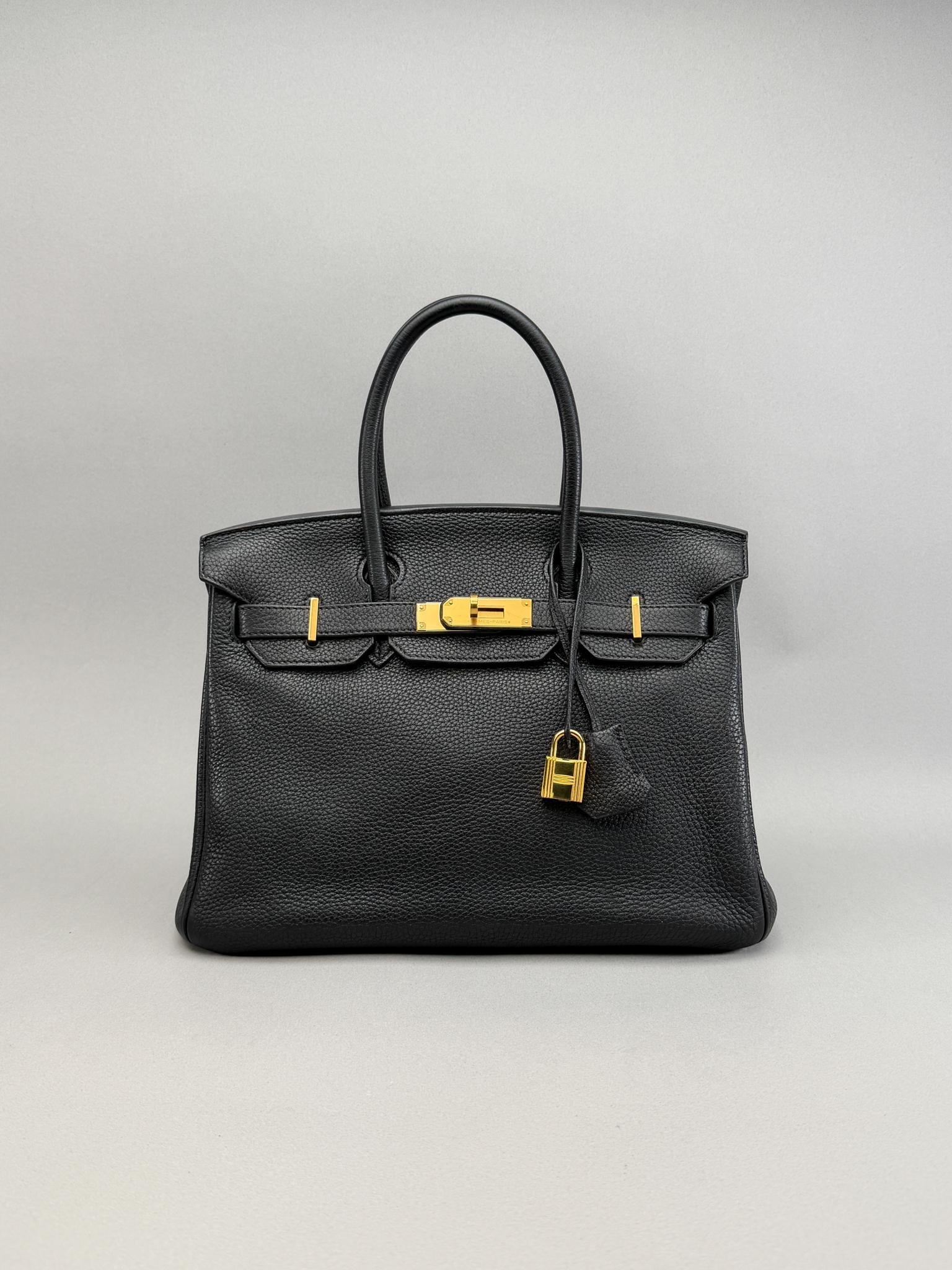 Hermes Birkin 30 Retourne Togo Black/Noir Gold Hardware Preowned Square N Stamp