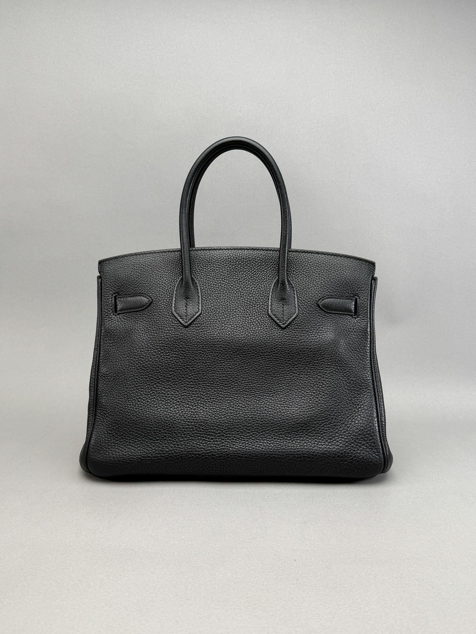 Hermes Birkin 30 Retourne Togo Black/Noir Gold Hardware Preowned Square N Stamp