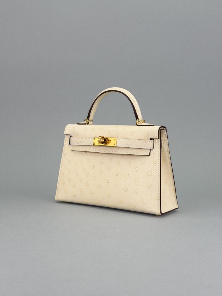 Hermes Mini Kelly II 20 Sellier Ostrich Nata Gold Hardware G Stamp 2026