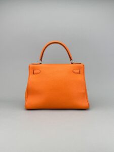 Hermes Kelly 28 Retourne Togo Orange Palladium Hardware Preowned T Stamp