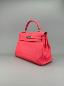 Hermes Kelly 32 Retourne Togo Rose Azalee Palladium Hardware Preowned Square Q