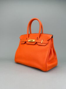 Hermes Birkin 30 Retourne Togo Orange Gold Hardware Preowned Y Stamp