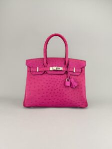 Hermes Birkin 30 Ostrich Magnolia Palladium Hardware Preowned A Stamp