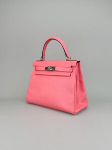 Hermes Kelly 28 Retourne Evercolor Rose D'ete Palladium Hardware Preowned T Stmp