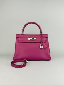 Hermes Kelly 28 Retourne Togo Rose Purple Palladium Hardware Preowned Square O