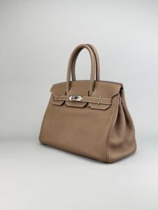 Hermes Birkin 30 Retourne Togo Etoupe Palladium Hardware Preowned Square Q