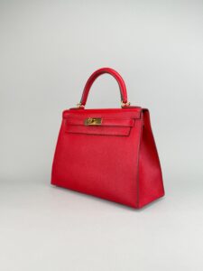Hermes Kelly 28 Epsom Rouge Casaque Gold Hardware Preowned X Stamp