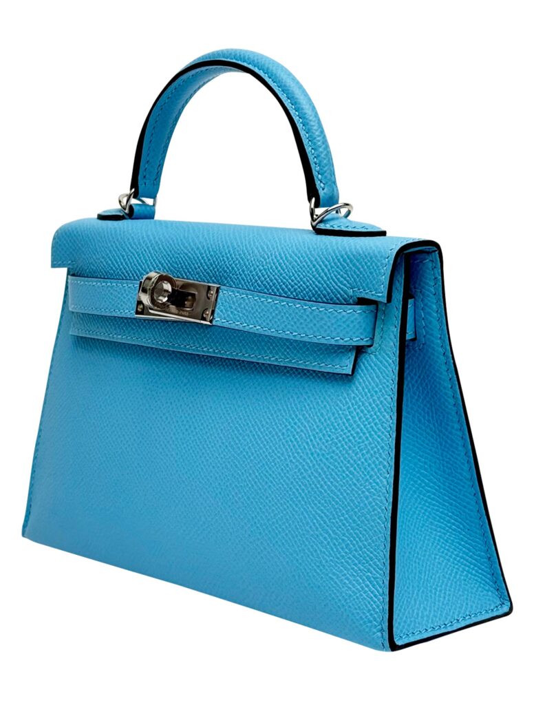Hermes Mini Kelly 20 Sellier Epsom Blue Celeste Palladium Hardware W 2024