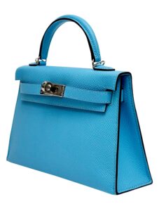 Hermes Mini Kelly 20 Sellier Epsom Blue Celeste Palladium Hardware W 2024