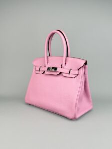 Hermes Birkin 30 Retourne Clemence Mauve Sylvestre Palladium Hardware Preowned Z