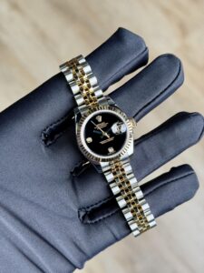 Rolex Datejust 26 Black Onyx Diamond Fluted Jubilee Preowned Watch&Box 179173