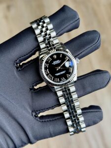 Rolex Datejust 31 Black Roman Fluted Jubilee Preowned 2011 178274