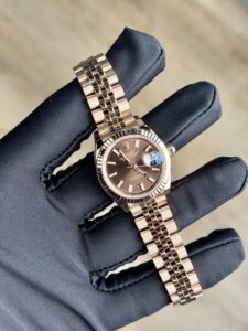 Rolex Datejust 28 Chocolate Index Fluted President Preowned 2016 279175