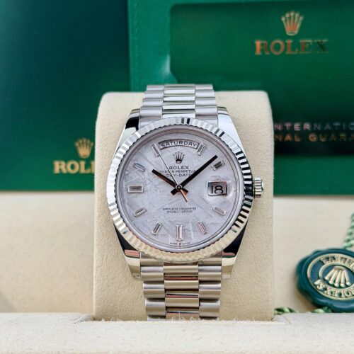 Rolex Day-Date 40 Meteorite Baguette Diamd Fluted President Preowned 2023 228236