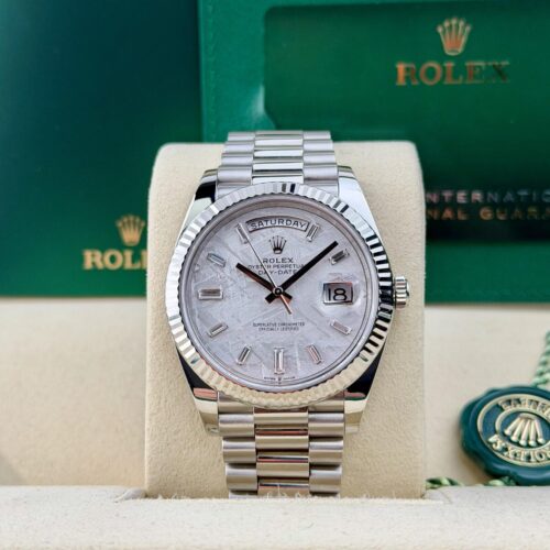 Rolex Day-Date 40 Meteorite Baguette Diamd Fluted President Preowned 2023 228236