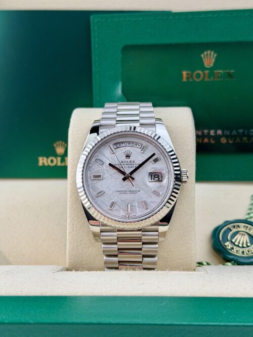 Rolex Day-Date 40 Meteorite Baguette Diamd Fluted President Preowned 2023 228236