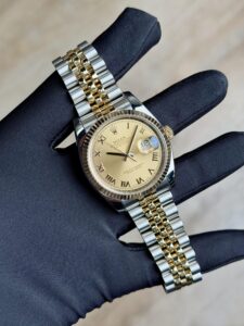 Rolex Datejust 36 Champagne Roman Fluted Jubilee Preowned 2014 116233