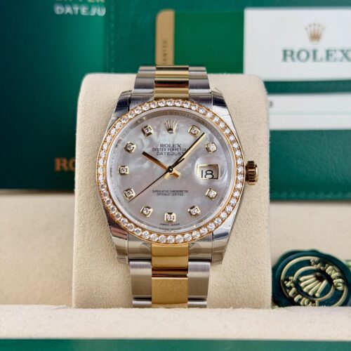 Rolex Datejust 36 MOP Pearl Diamond Bezel Oyster Preowned 2017 116243