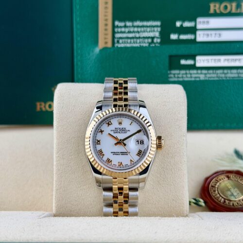 Rolex Datejust 26 White Roman Fluted Jubilee Preowned 179173