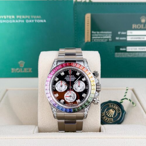Rolex Daytona 40 Black Diamond Rainbow Saphhire Oyster Preowned 116599RBOW