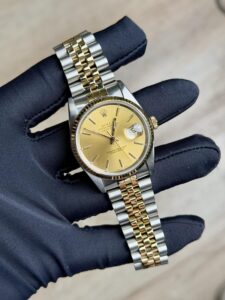 Rolex Datejust 36 Champagne Index Fluted Jubilee Preowned 1989 16233