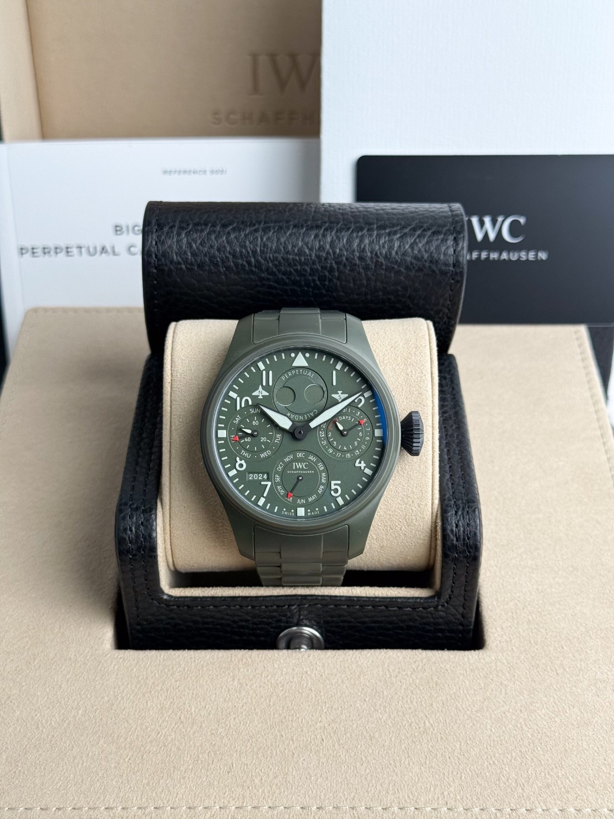 IWC Big Pilot Top Gun Woodland Green Ceramic Perpetual Calender IW503101 2025
