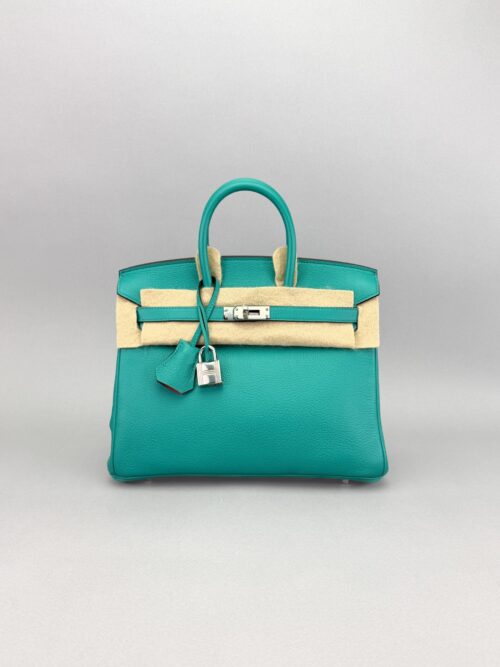 Hermes Birkin 25 R Novillo Vert Verone/ Rose Azalee Pallaium Preowned Y Stamp
