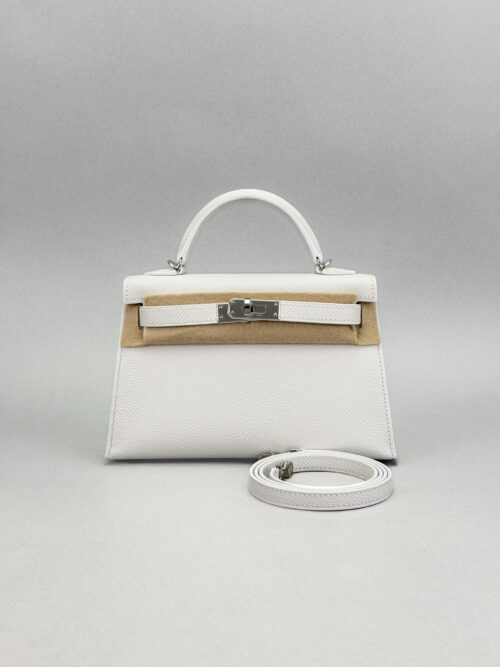 HERMES Mini Kelly 20 Sellier Epsom New White Palladium Hardware K Stamp 2026