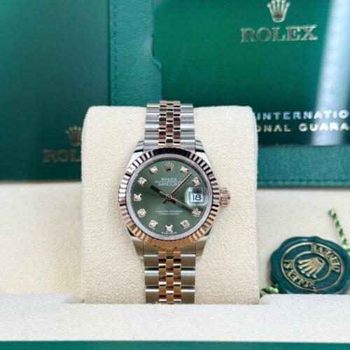 Rolex Datejust 28 Olive Green Diamond Fluted Jubilee 2026 Unworn 279171