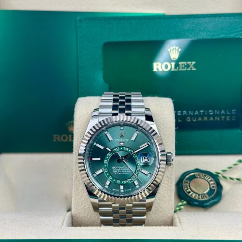 Rolex Sky-Dweller 42 Mint Green Index Fluted Jubilee 2026 Unworn 336934