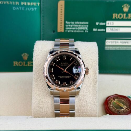 Rolex Datejust 31 Black Roman Domed Oyster Preowned 2012 178341