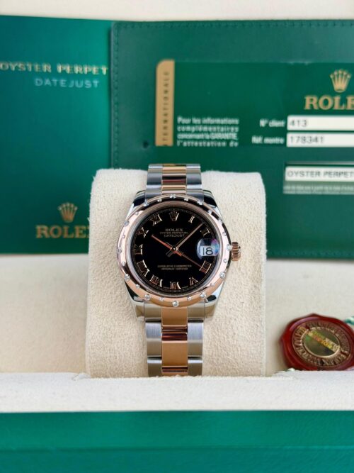 Rolex Datejust 31 Black Roman Domed Oyster Preowned 2012 178341