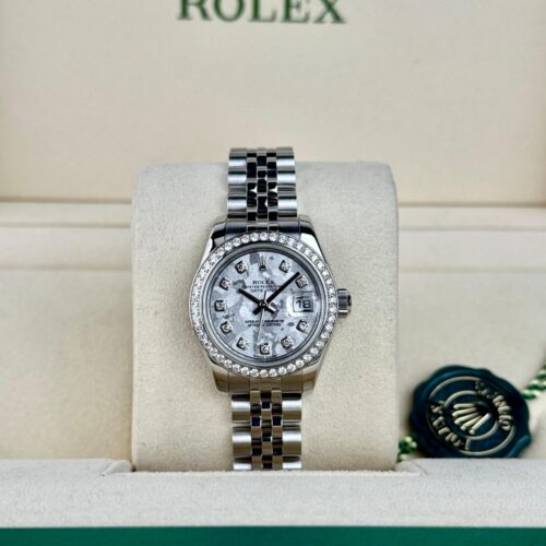 Rolex Datejust 26 Silver Flakes Diamond Jubilee Preowned Watch & Box 179384RBR