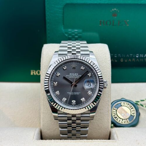 Rolex Datejust 41 Rhodium Grey Diamond Fluted Jubilee 2026 Unworn 126334