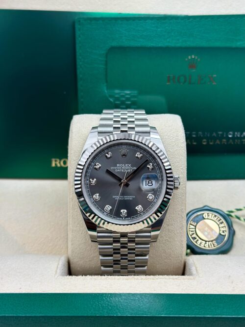 Rolex Datejust 41 Rhodium Grey Diamond Fluted Jubilee 2026 Unworn 126334