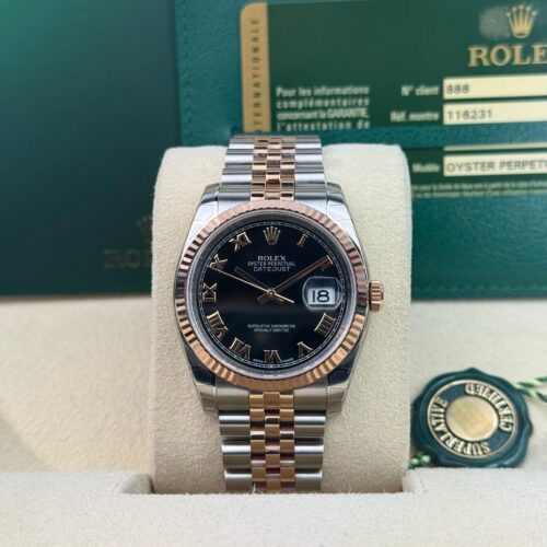 Rolex Datejust 36 Black Roman Fluted Jubilee Preowned 2011 116231