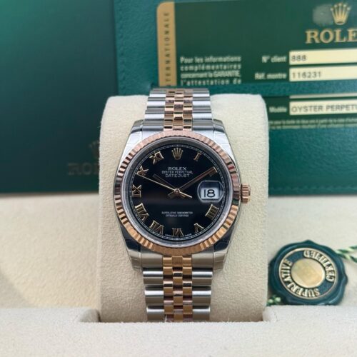 Rolex Datejust 36 Black Roman Fluted Jubilee Preowned 2011 116231