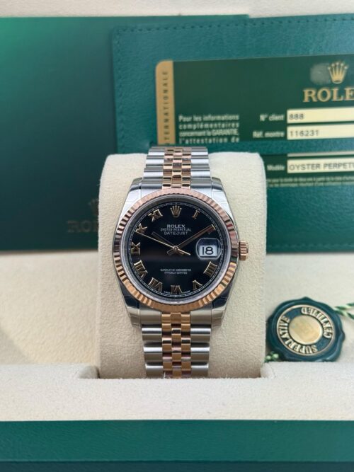 Rolex Datejust 36 Black Roman Fluted Jubilee Preowned 2011 116231