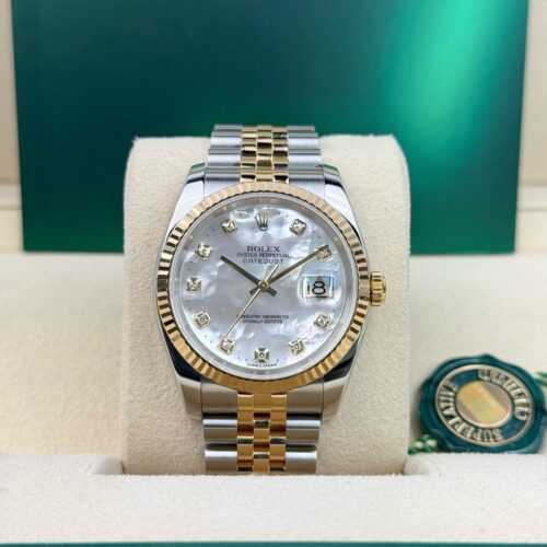 Rolex Datejust 36 MOP Pearl Diamond Fluted Jubilee Preowned Watch&Box 116233